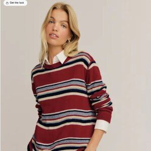 Reformation Cashmere Boyfriend Sweater - Crimson Multi Stripe